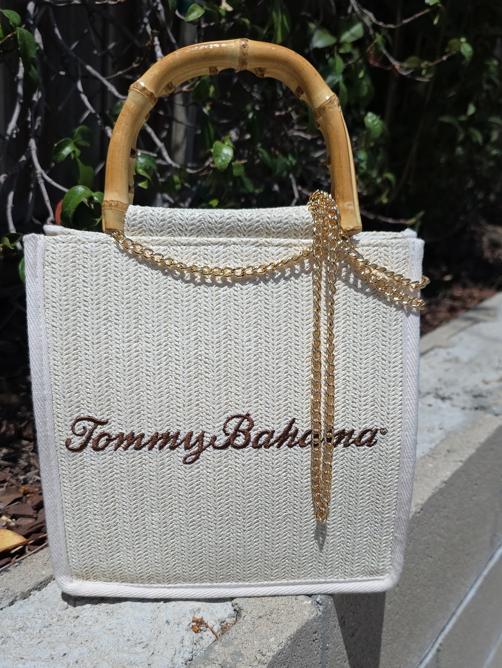 Tommy Bahama Cream Woven Tote